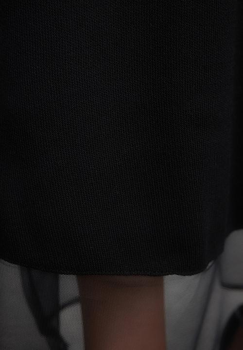 Trendyol - Black Tulle Detailed Skirt Knit Dress