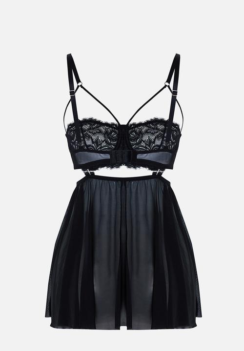 Trendyol - Black Lace Knitted Babydoll