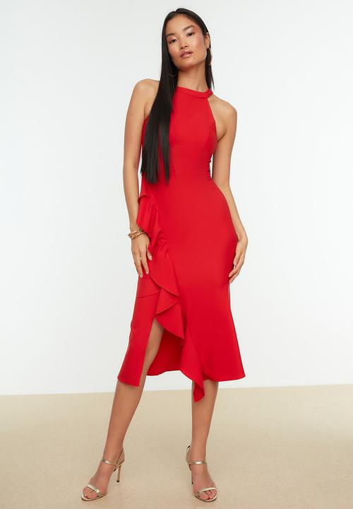 Trendyol - Pomegranate Flounce Evening Dress