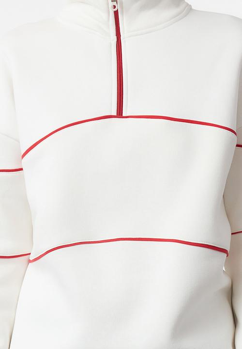 Trendyol - Ecru ribbed detailed zippered collar oversize knitted sweatshirt