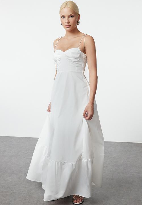Trendyol - White Draped Maxi Woven Dress