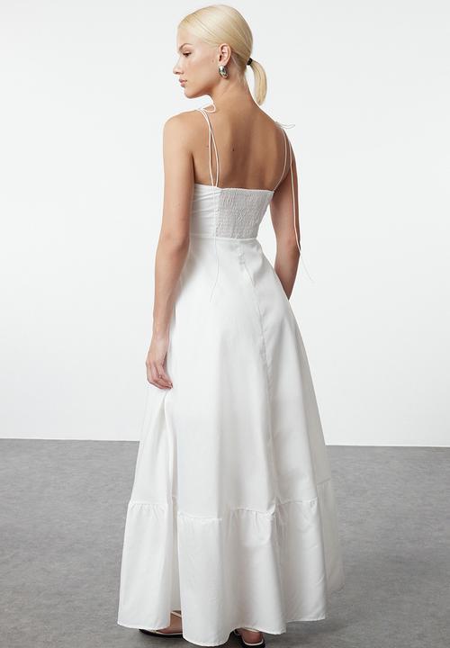 Trendyol - White Draped Maxi Woven Dress