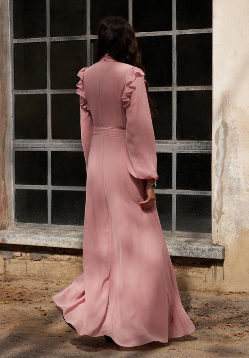 Trendyol - Dusty Rose Ruffle Detailed Chiffon Evening Dress