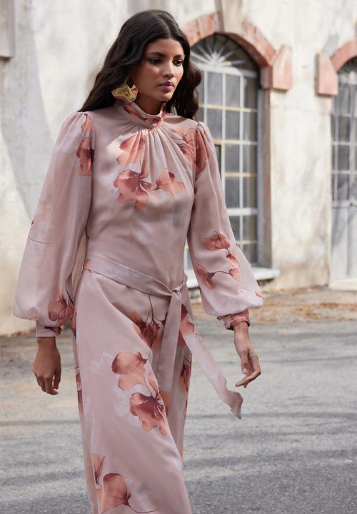 Trendyol - Powder Floral Print Belted Dress