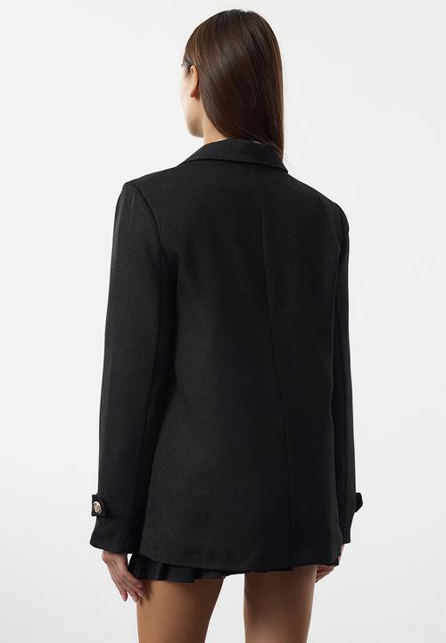 Trendyol - Black Pocket Detailed Wool Look Blazer Jacket
