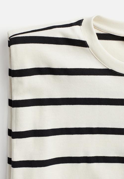 H&M - Sleeveless shoulder-pad dress - white/striped