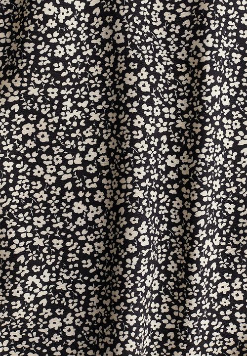 H&M - A-line tie-strap dress - black/small flowers