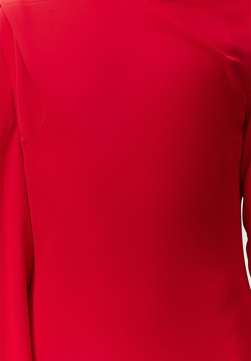 Trendyol - Shawl Detailed Evening Dress - red