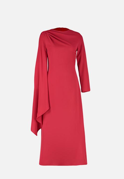 Trendyol - Shawl Detailed Evening Dress - red