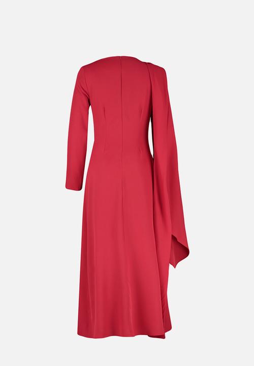 Trendyol - Shawl Detailed Evening Dress - red