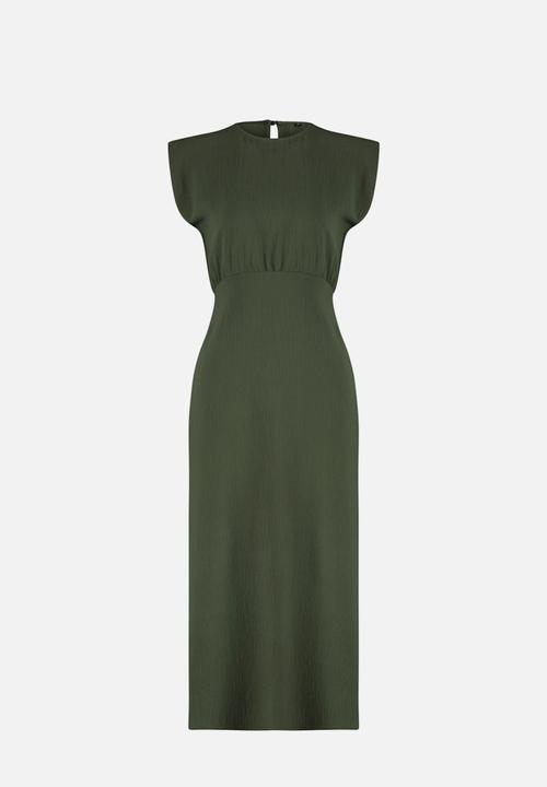 Trendyol - A-Line Midi Woven Dress - Khaki 