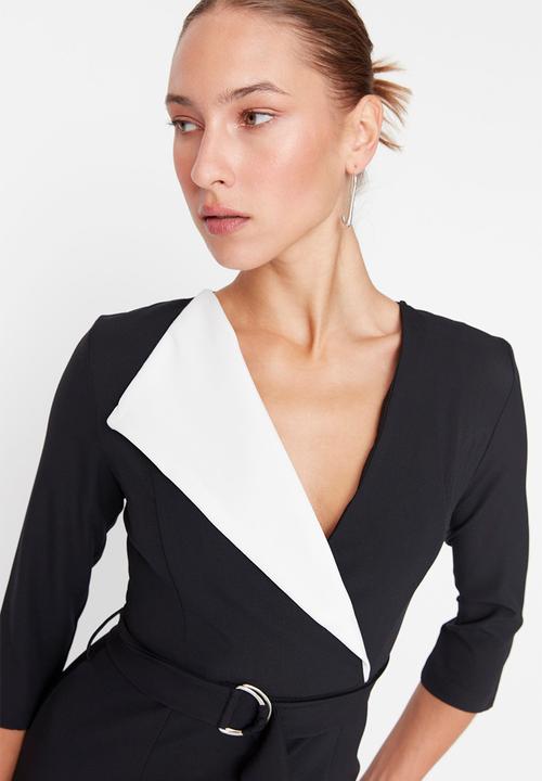 Trendyol - Black Belted Double-Breasted Woven Dress