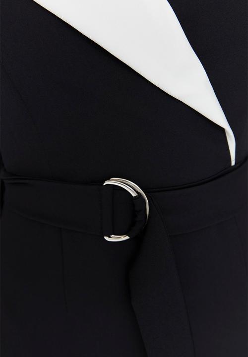 Trendyol - Black Belted Double-Breasted Woven Dress