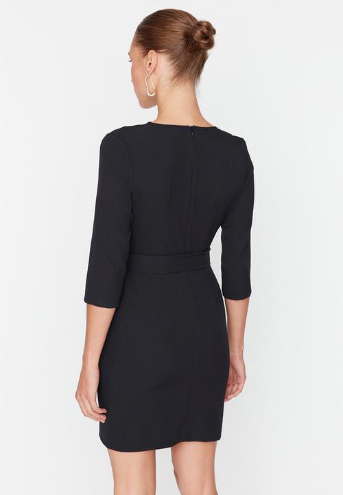 Trendyol - Black Belted Double-Breasted Woven Dress