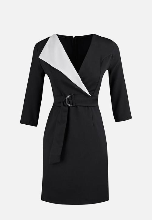 Trendyol - Black Belted Double-Breasted Woven Dress
