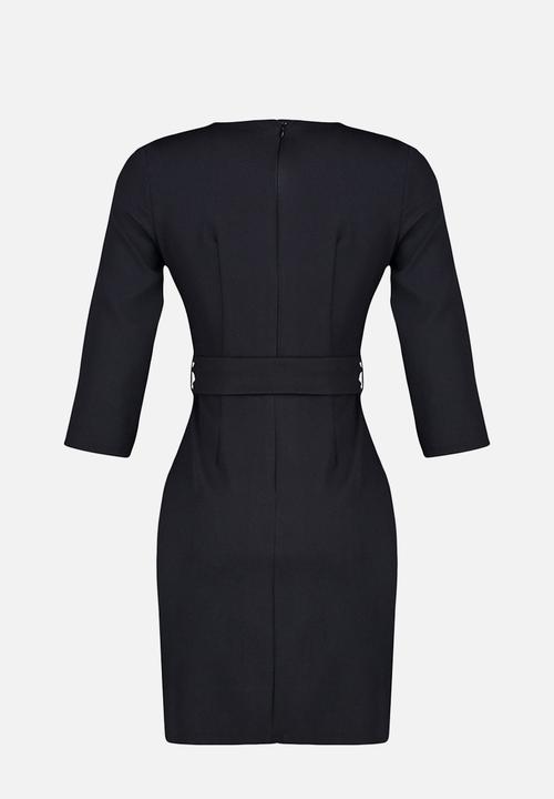 Trendyol - Black Belted Double-Breasted Woven Dress