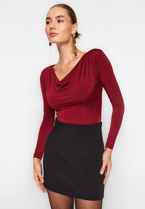 Trendyol - Burgundy knitted bodysuit - dark red