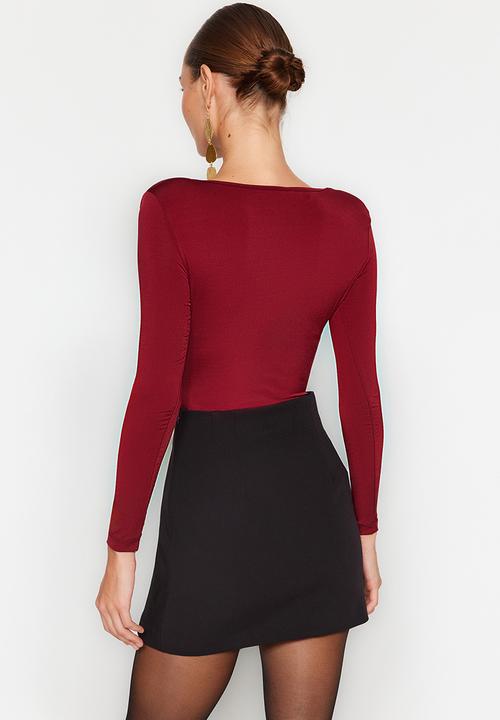 Trendyol - Burgundy knitted bodysuit - dark red