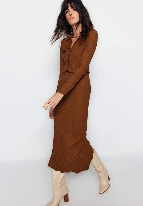 Trendyol - Brown premium knitted two-piece set