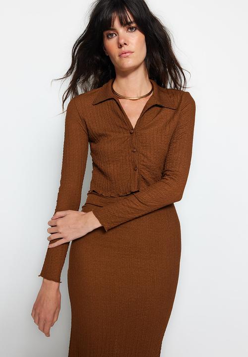 Trendyol - Brown premium knitted two-piece set