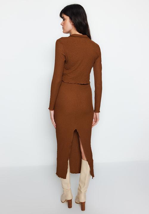 Trendyol - Brown premium knitted two-piece set