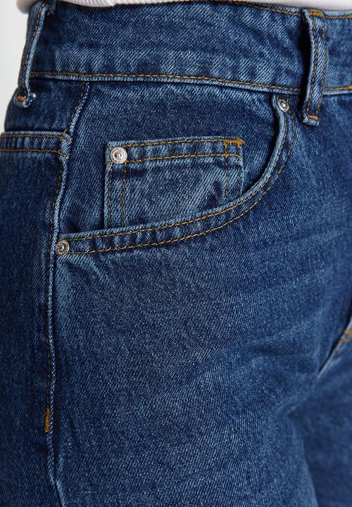 Trendyol - Dark Blue High Waist Wide Leg Jeans