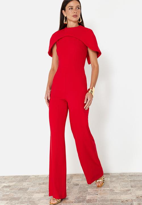 Trendyol - Cape Jumpsuit - Red 