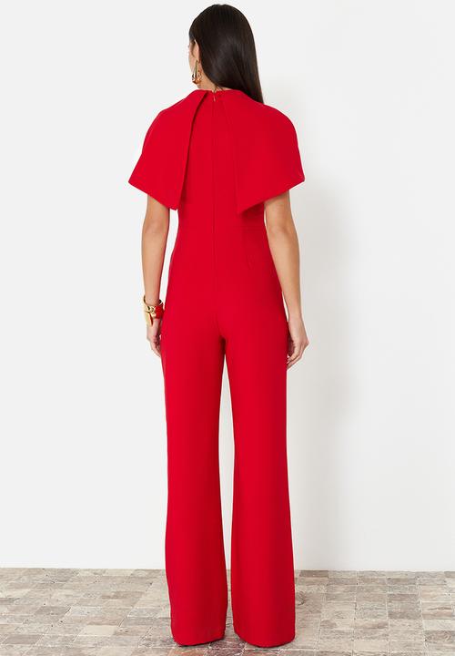 Trendyol - Cape Jumpsuit - Red 