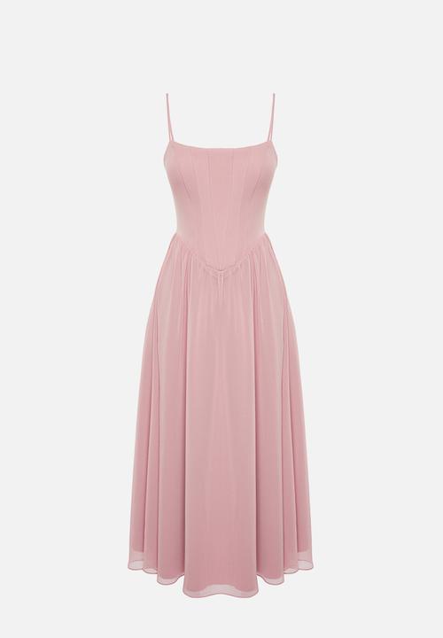 Trendyol - Tulle Corset Dress - Dusty Rose 