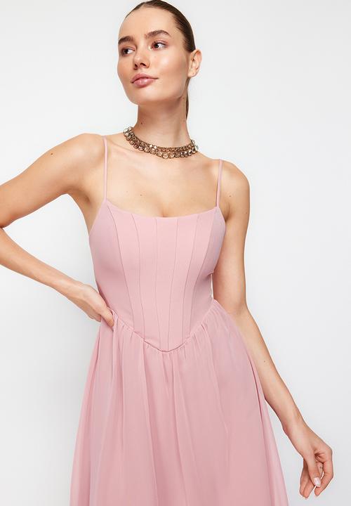Trendyol - Tulle Corset Dress - Dusty Rose 
