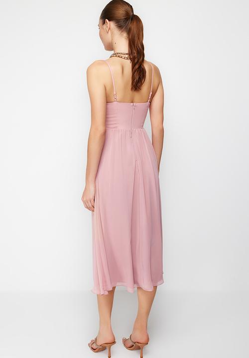 Trendyol - Tulle Corset Dress - Dusty Rose 