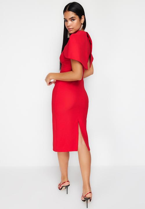 Trendyol - Sleeve Elegant Dress - Red 