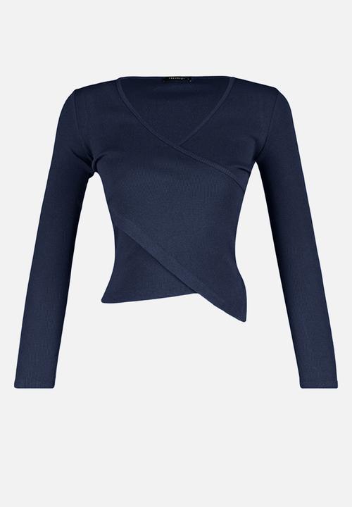 Trendyol - Wrap knit top - navy