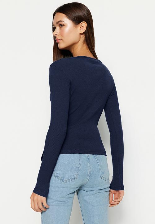 Trendyol - Wrap knit top - navy