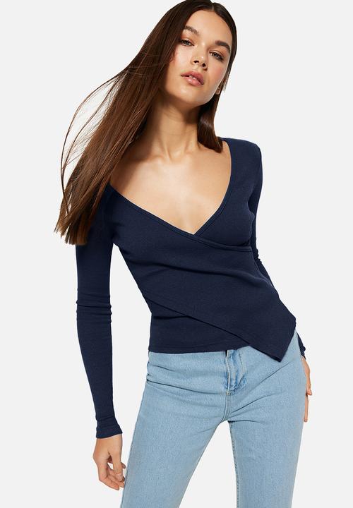 Trendyol - Wrap knit top - navy