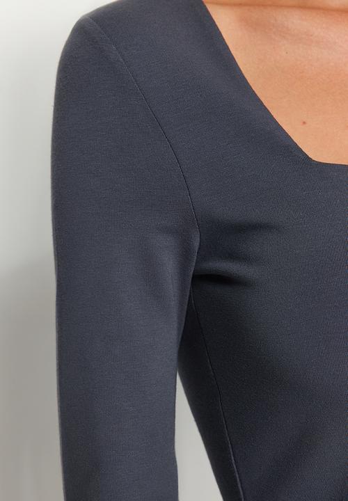 Trendyol - Square neck rib top - grey