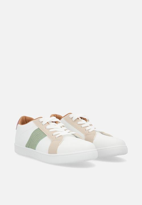 Pop Candy - Colour block lace up sneakers - white