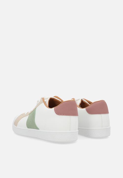 Pop Candy - Colour block lace up sneakers - white