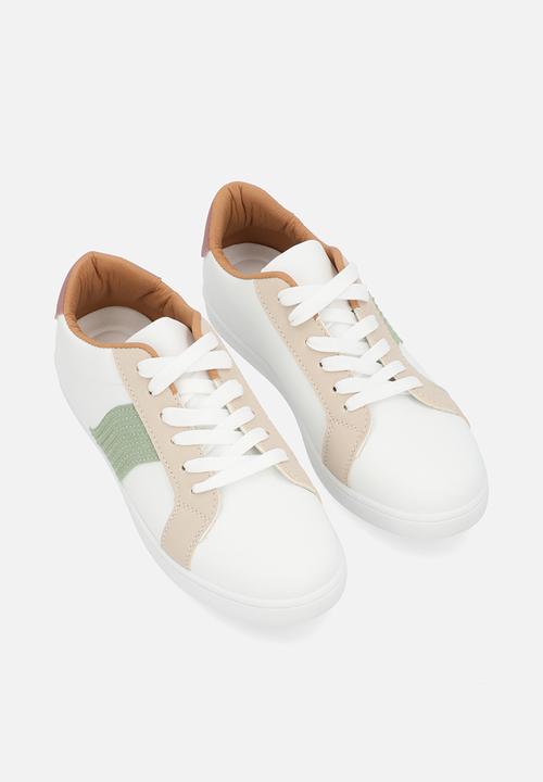 Pop Candy - Colour block lace up sneakers - white