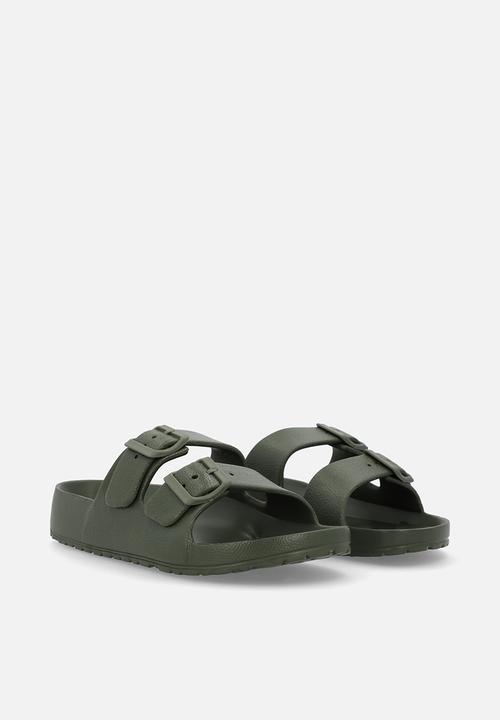 Pop Candy - Twin buckle slip on sandals - green