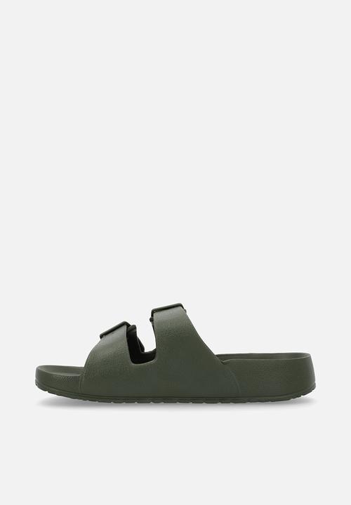 Pop Candy - Twin buckle slip on sandals - green