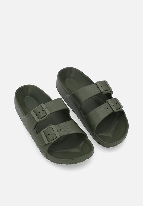 Pop Candy - Twin buckle slip on sandals - green