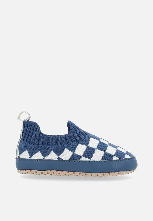 Pop Candy - Checker board slip on sneakers - blue & white