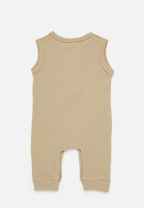 Pop Candy - Half button romper - light brown