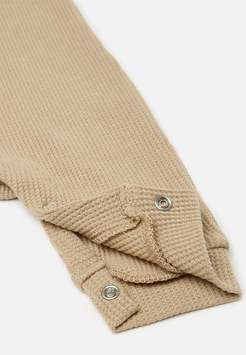 Pop Candy - Half button romper - light brown