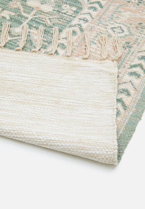 Sixth Floor - Chenille Printed Antique Rug - Dusty Pink & Sage 