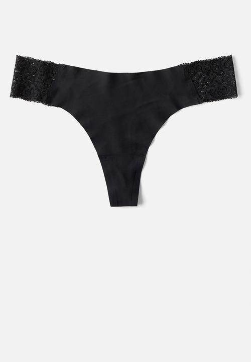 Cotton On - Party Pants Seamless G-String Brief 3 Pack - Black/Cream/Frappe