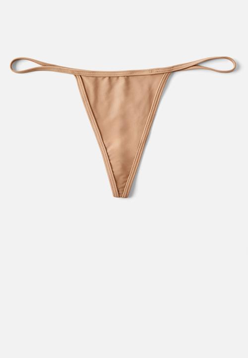 Cotton On - Tiny Invisible Tanga G String 3 Pack - Black/Frappe/Maple Sugar
