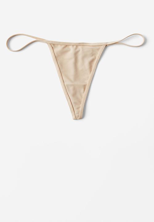 Cotton On - Tiny Invisible Tanga G String 3 Pack - Black/Frappe/Maple Sugar