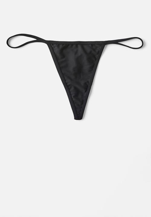 Cotton On - Tiny Invisible Tanga G String 3 Pack - Black/Frappe/Maple Sugar
